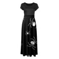 thumbnail image 4 of TIMIFIS Robe Maxi d'Halloween pour Femme à Manches Courtes, Cosplay d'Halloween, Robe de Fête Évasée en Ligne A, Vintage, d'Halloween, d'Horreur, Imprimée de Citrouilles, Robe de Bal de Fête Automne/hiver, 4 of 5