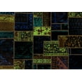 thumbnail image 1 of Ahgly Company Indoor Rectangle Patchwork Turquoise Blue Transitional Area Rugs, 3' x 5', 1 of 4
