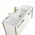 thumbnail image 4 of Fine Fixtures Oakville 48 in. W x 18 in. D x 33 in. H Wall Mounted Bathroom Vanity in Matte White with White Ceramic Sink - Satin Brass hardware, 4 of 8