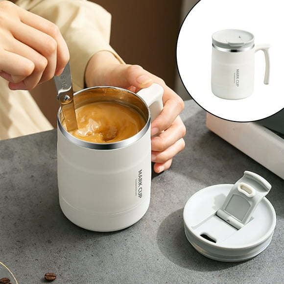 Hot6sl Home,Garden Coffee Mug with Handle,Portable Insulated Mug with Lid and Spoon,Double Layer Stainless Steel,Suitable for Office Use,Travel Coffee Mug