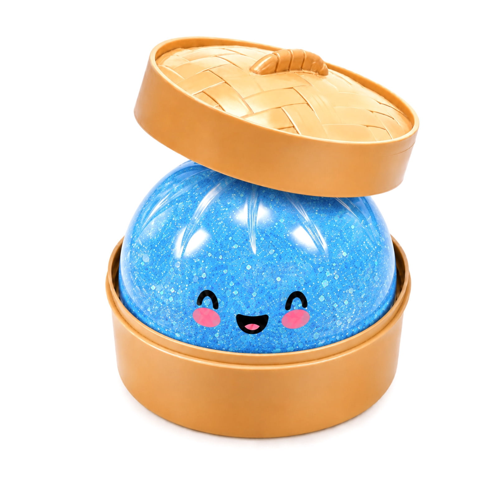 Novelty Rare Glitter Dumpling Baozi with Steamer Box Slow Rising Squeeze Ball Stress Relief Sensory Bun Toy