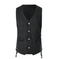 thumbnail image 2 of Vest For Men Qiggri Men Solid Fashion Retro Have Pockets Breasted Vest Tops Blouse Suit Vest For Men, 2 of 9