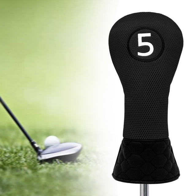 Funda protectora para cabeza de palo de Golf, regalo de golfista de cuello largo Premium, Golf duradero negro 5