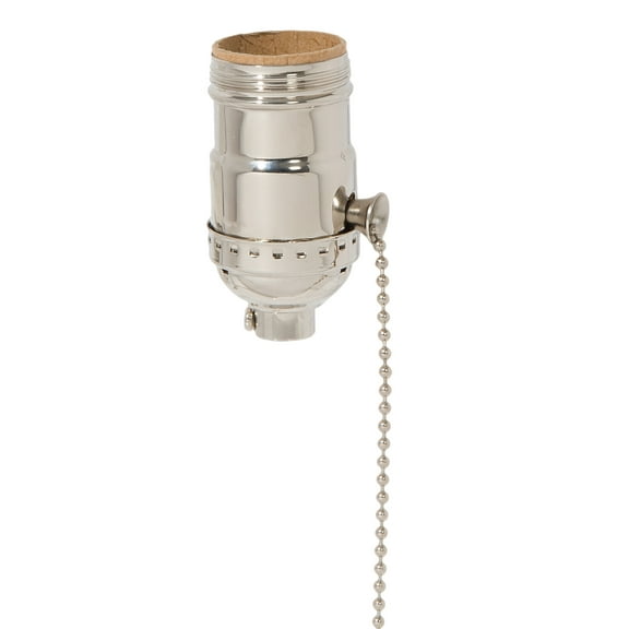 B&P Lamp® Brass Pull Chain Socket, Nickel Plated Finish, Pull Chain, On/Off Function, Uno Thread Shell