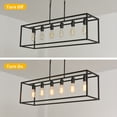 thumbnail image 4 of Garwarm Black Farmhouse Kitchen Island Lighting, Industrial Chandelier, 6-Light Rectangular Pendant Light Fixtures For Dining Room Bar Foyer(Metal, Height Adjustable), 4 of 18