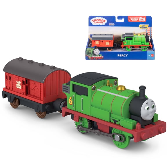 Thomas & Friends by Fisher-Price Motorized Percy Engine & Mail Car, Battery-Powered Toy Train