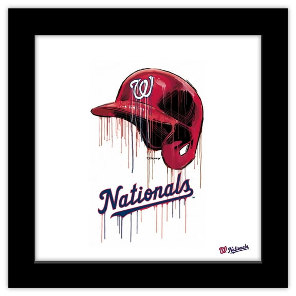 Gallery Pops MLB Washington Nationals - Drip Helmet Wall Art, Black Framed Version, 12" x 12"