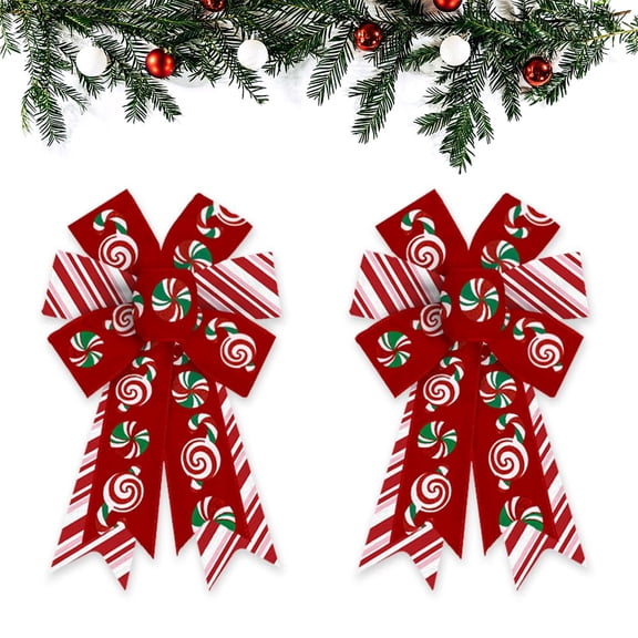 Hying 2 Pieces Christmas Bows for Wreath, Merry Christmas Wreath Bows Red Burlap Xmas Bows