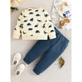 thumbnail image 4 of Baby Toddler Boy Fall Outfit 6 9 12 18 24 Months 2T 3T Dinosaur Print Long Sleeve Sweatshirt and Elastic Pants 2 Piece Clothes Set, 4 of 9