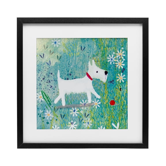 Stupell Industries Bohemian Little White Scottie Dog Black Framed Print Under Glass, 13 x 13, by Clare Tupper