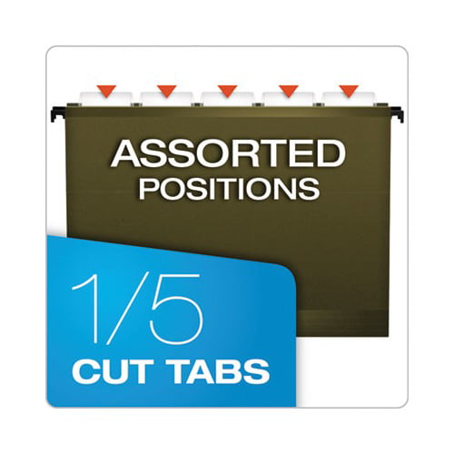 Assorted Colors Letter Size #.1 Set Hanging File Folders 25 Per Box 1/5-Cut Adjustable Tabs 81663 