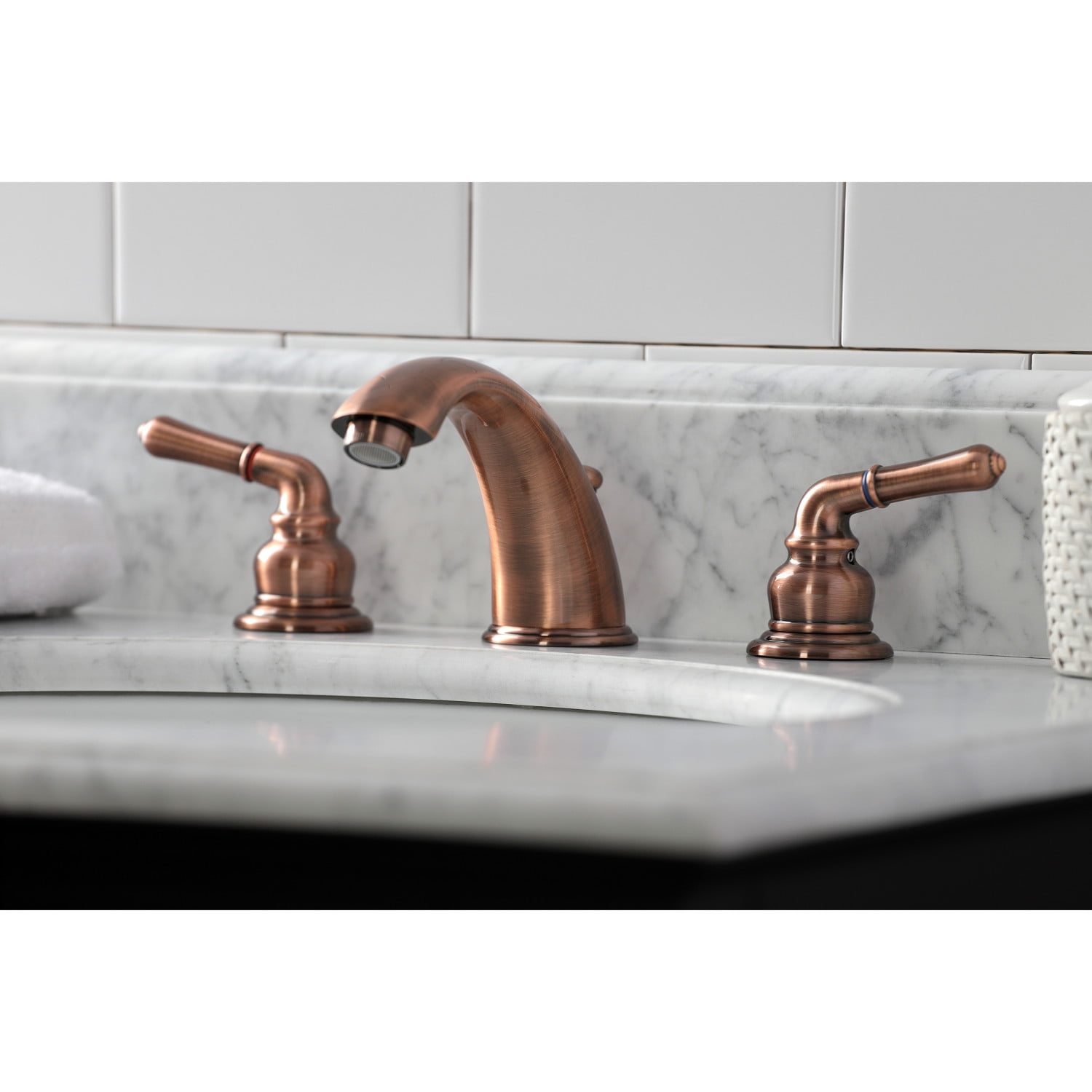 Kingston Brass KB966 Magellan Widespread Bathroom Faucet with Retail Pop-Up, Antique Copper