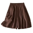 thumbnail image 2 of Aueoeo Women Cotton Shorts Comfy Casual Elastic Waist Plain Color Shorts Summer Beach Lightweight Short Pants with Pockets, 2 of 3