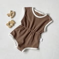thumbnail image 2 of Weebloom Baby Girl Clothes Set Boys Clothes Knitted Sleeveless Jumpsuit Bodysuit Summer Girls Romper Coffee 0-3 Months, 2 of 7