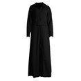 thumbnail image 5 of Vestido liso de mujer con cinturón, manga larga y escote en V profundo, poliéster y spandex, estilo informal y elegante, tallas S-XXXL, 5 of 5