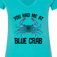 thumbnail image 4 of Inktastic You Had Me at Blue Crab Women's V-Neck T-Shirt, 4 of 5
