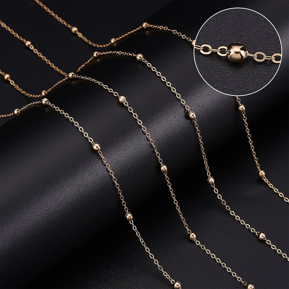 DIY Chain Bracelet Necklace Making Kits Including Brass Satellite Chain & Jump Rings 304 Stainless Steel Clasps Real 18K Gold Plated