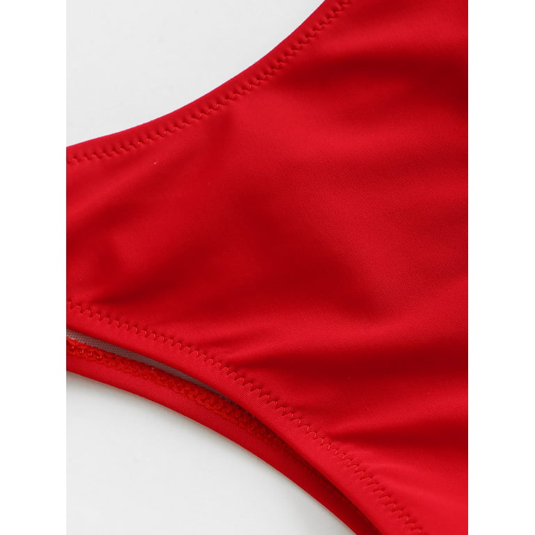 ZAFUL for Women Knotted Padded Thong Bikini Red S 