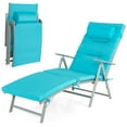 thumbnail image 1 of Gymax Chaise Longue Pliante - Ensemble de 1, Turquoise, Dossier Réglable et Coussin Amovible, 1 of 3