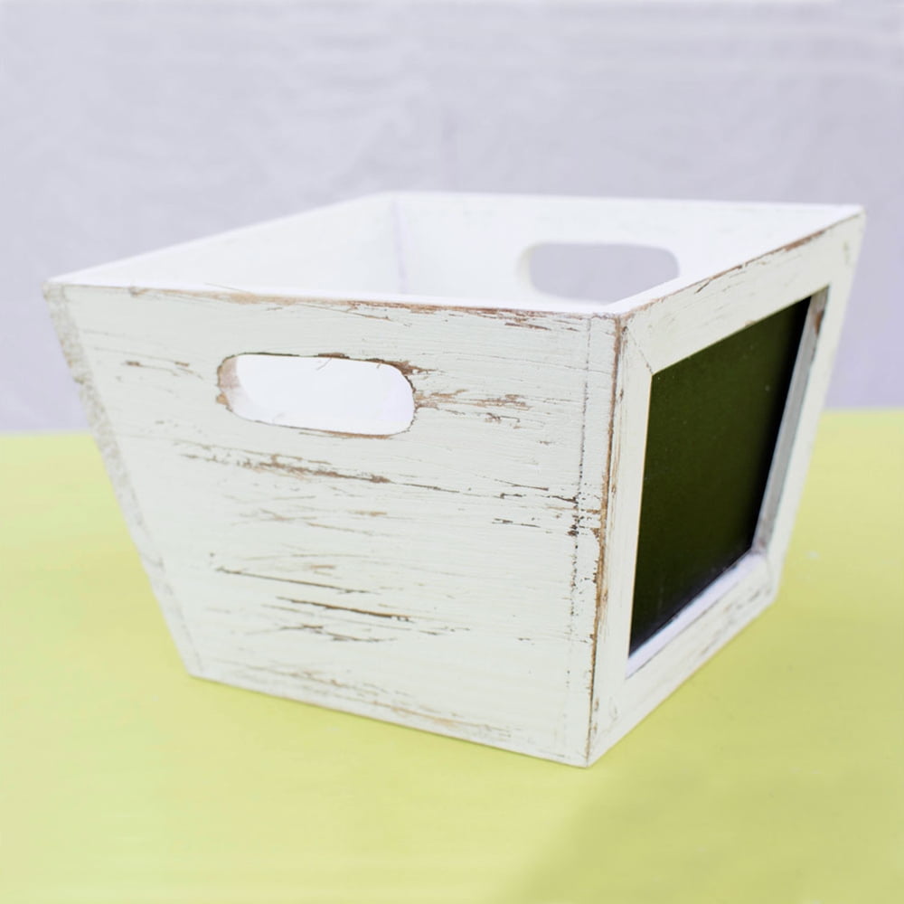 wooden box with chalkboard