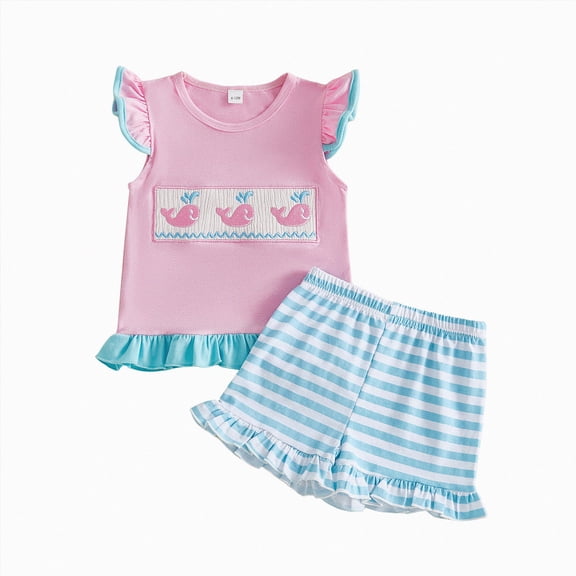 Paguaki Toddler Girls Dresses Outfits 1T 2T 3T 4T 5T 6T Toddler Girls Summer Clothes 5T Girls Sunflower Fly Sleeve T-shirt Denim Shorts 2PCs Set Dailywear