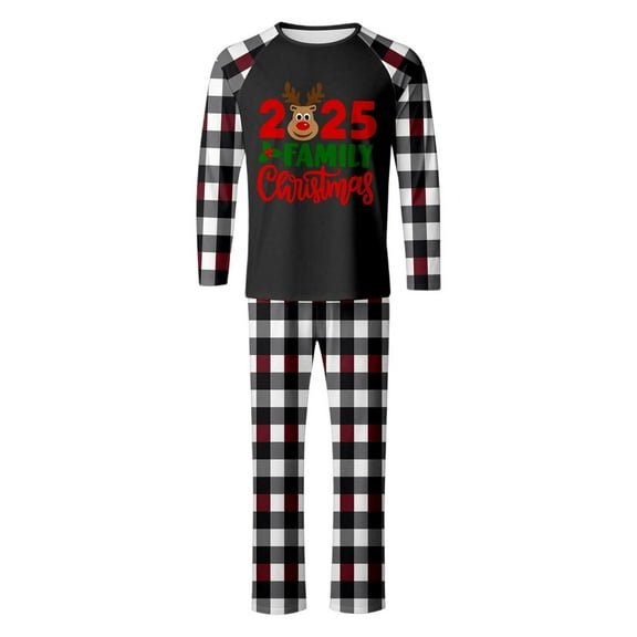 Lopecy-Sta Pajama Set for Men 2025 Christmas Matching Family Pajamas for Daddy - Long Sleeve Two Piece Sets for Men Family Clothes Pajamas