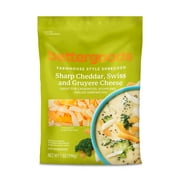 bettergoods Farmhouse Style Shredded Sharp Cheddar, Swiss, and Gruyere Cheese, 7 oz