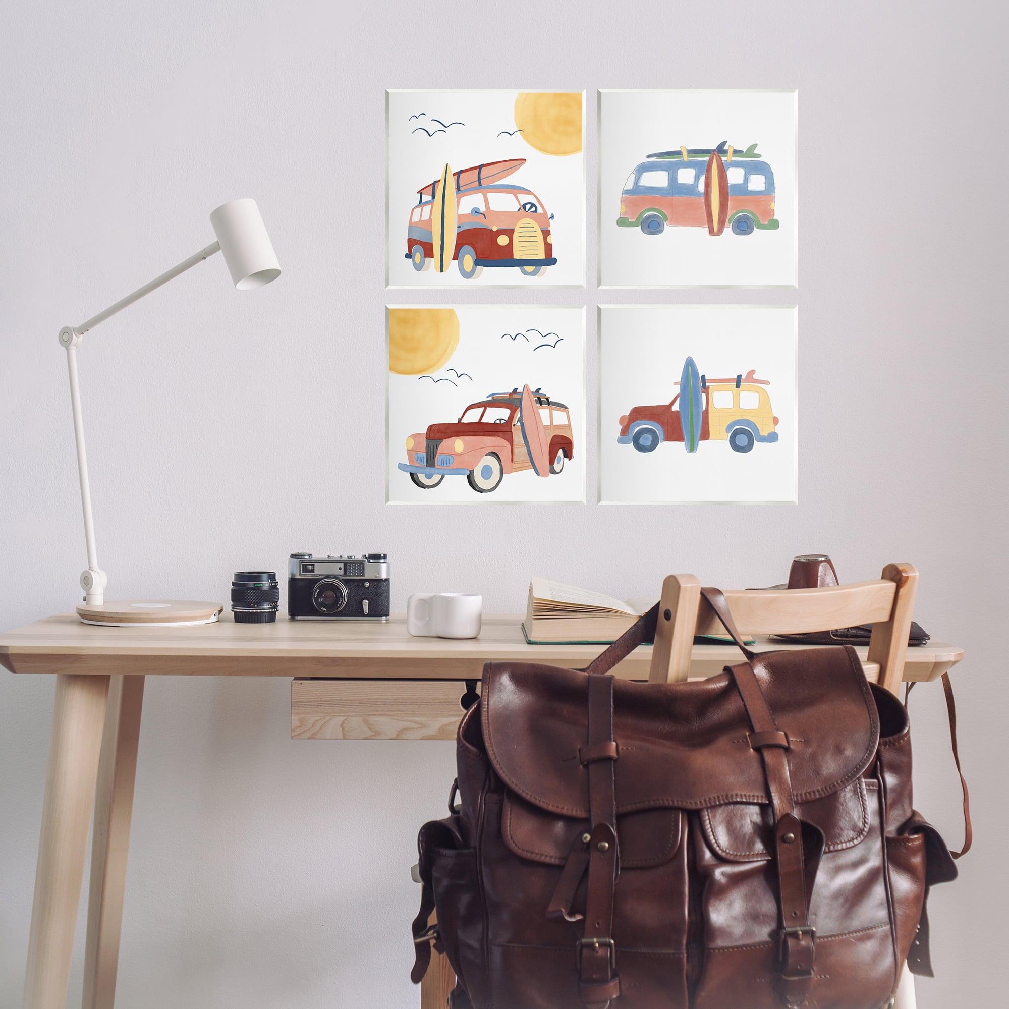Stupell Industries Beach Surf Vehicles Transportation Painting Unframed Art Print Wall Art, 12 x 12, Set of 4