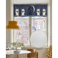 thumbnail image 4 of Cute Cat Kitchen Valances for Windows Farmhouse Linen Window Valance Curtain for Living Room Window Treatment Navy Blue Japanese Style Animals Wave Pattern Valance Rod Pocket Topper, 42 x 12 Inch, 4 of 6