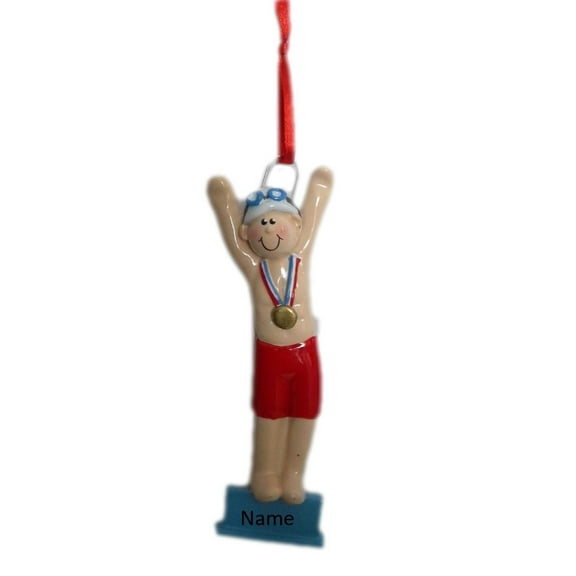 Swimmer Guy Platform Personalized Christmas Ornament DO-IT-YOURSELF