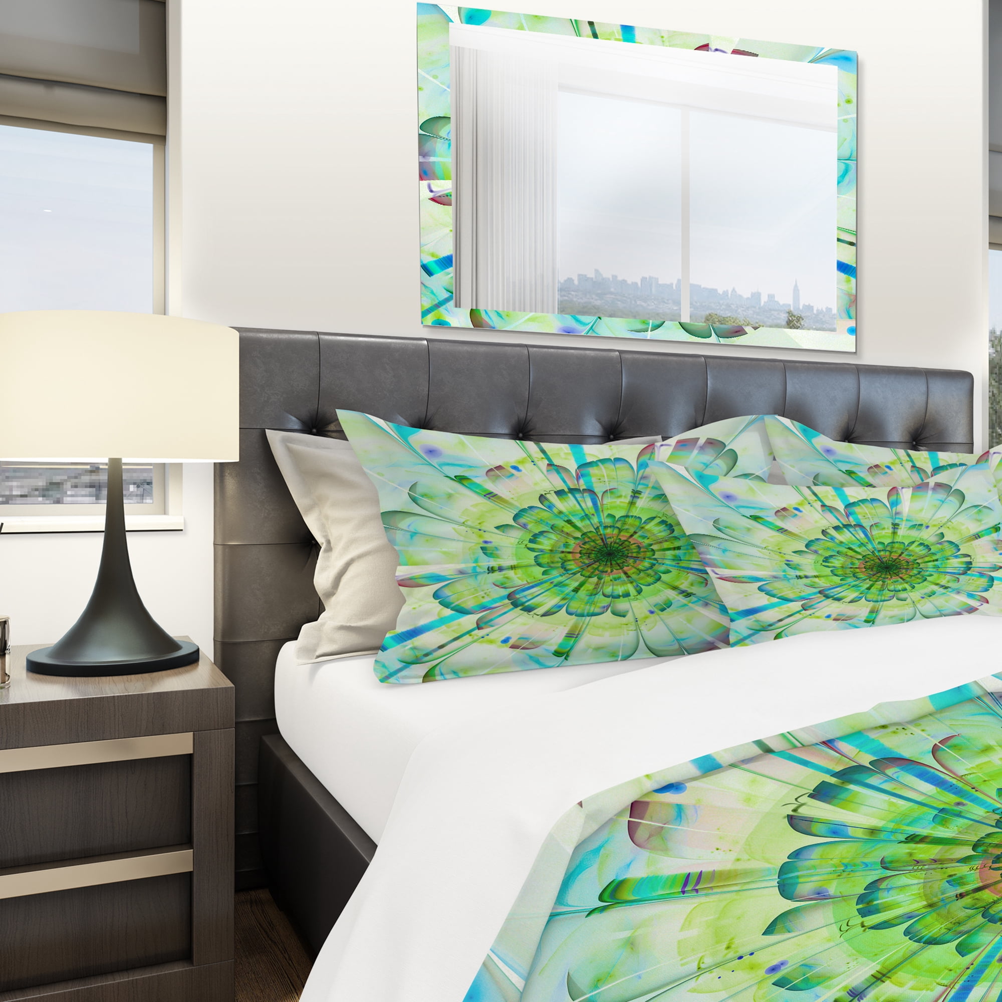 Designart 'Light Blue Digital Flower Petals Close Up' Modern & Contemporary Duvet Cover Set