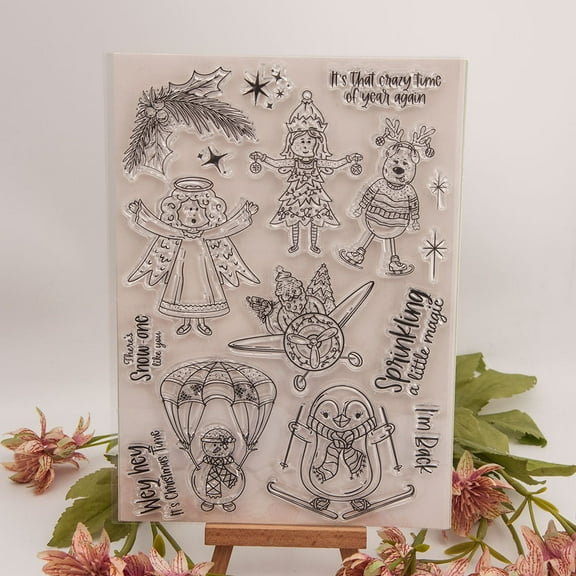 Ouginx 5.9 by 8.3 Inch Christmas Characters Clear Stamps for Card Making Scrapbooking Arts Crafts Decoration