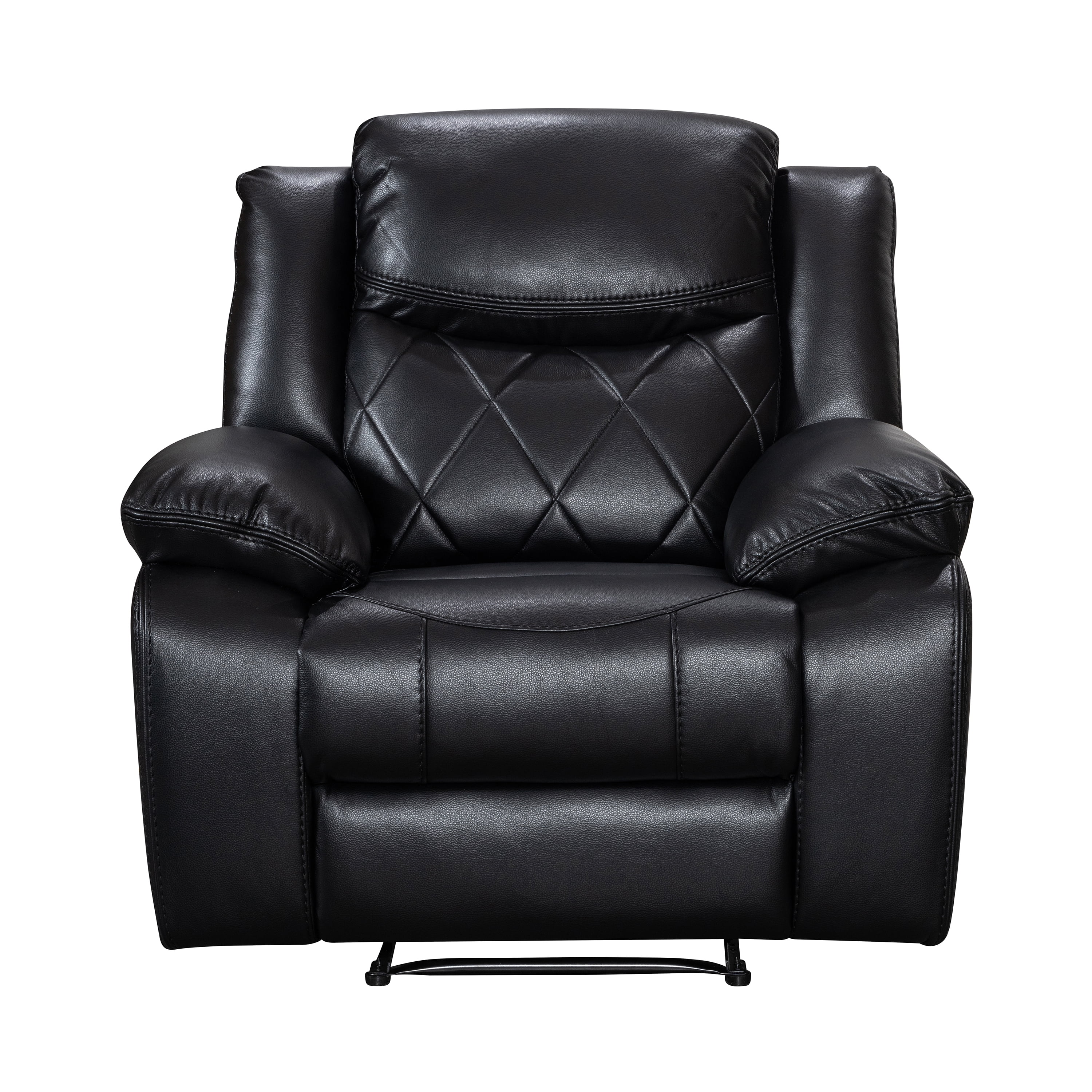 Contemporary Plush Velvet-Like Upholstered Power Reclining Chair, Black