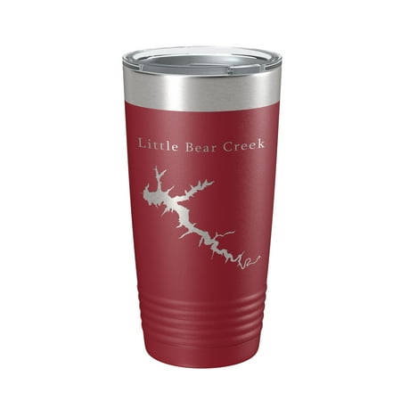 

Little Bear Creek Tumbler Lake Map Travel Mug Insulated Laser Engraved Coffee Cup Alabama 20 oz Maroon