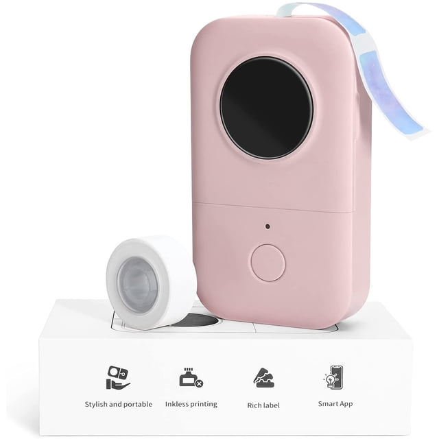 Label Maker D30 2021 Portable Wireless Connection Label Printer Tape Included Multiple Templates Available for Phone Tablet Compatible with Phomemo D30 iOS&Android-Pink