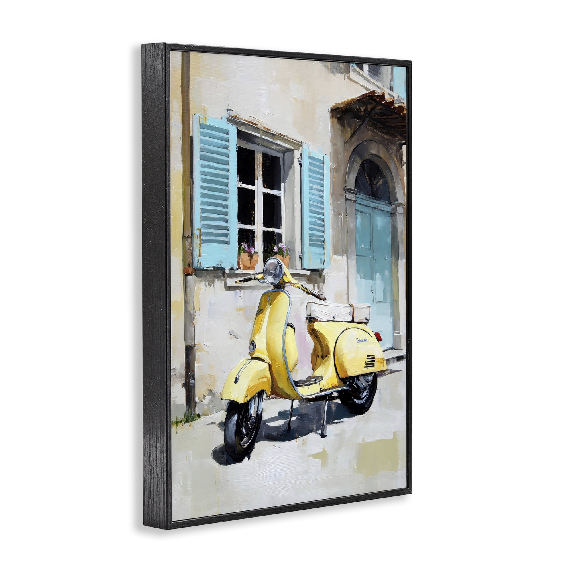 Stupell Industries Sunny Day Scooter Ride Black Framed Giclee Art, design by Petal Prints Design