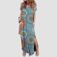 thumbnail image 2 of Vestido maxi retro para mujer Vestidos casuales de manga corta (2 Estampado de girasol L) Ndcxsfigh Para estrenar, 2 of 3