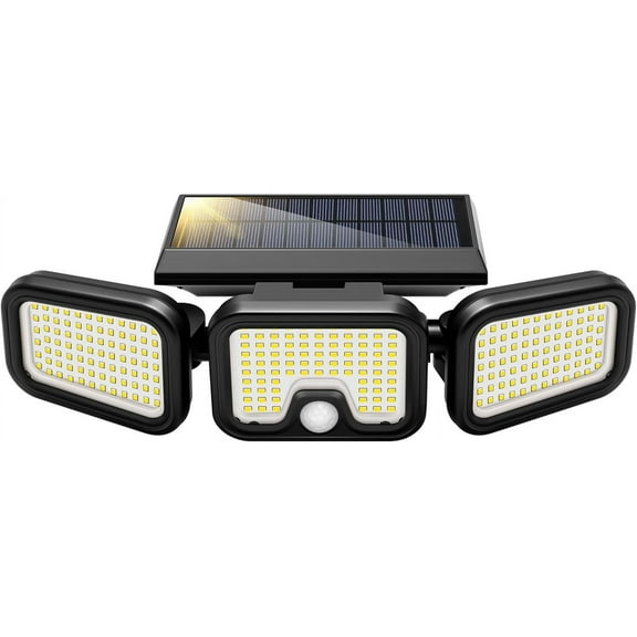 SPECSTAR Solar Flood Lights Outdoor, 256 LED 2500LM Motion Sensor Lights, 3 Adjustable Heads Security Lights, IP65 Waterproof, 270 Wide Lighting Angle Solar Powered Lights for Porch, Yard