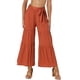 thumbnail image 1 of Pantalones Boho para Mujer INSPIRE CHIC con Cintura Alta Elástica y Volantes, Pantalones Palazzo de Pierna Ancha XS Caramelo, 1 of 6