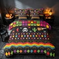 thumbnail image 2 of Homewish Halloween Mexican Folk Twin Bedding, Skull Cactus Guitar Bedding Comforter Set, Black Multicolor, Black Reversible 7pcs, 2 of 7