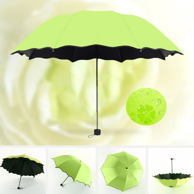 Paraguas plegable con protección solar ZJT250125294 | Paraguas de lluvia con protección solar UPF 50+ y mango de aluminio y varillas de fibra de vidrio | Resistente al viento, portátil, con