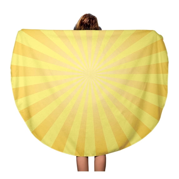 SIDONKU 60 inch Round Beach Towel Blanket Orange Sunburst Sun Rays Vintage Pattern Light Starburst Manga Travel Circle Circular Towels Mat Tapestry Beach Throw