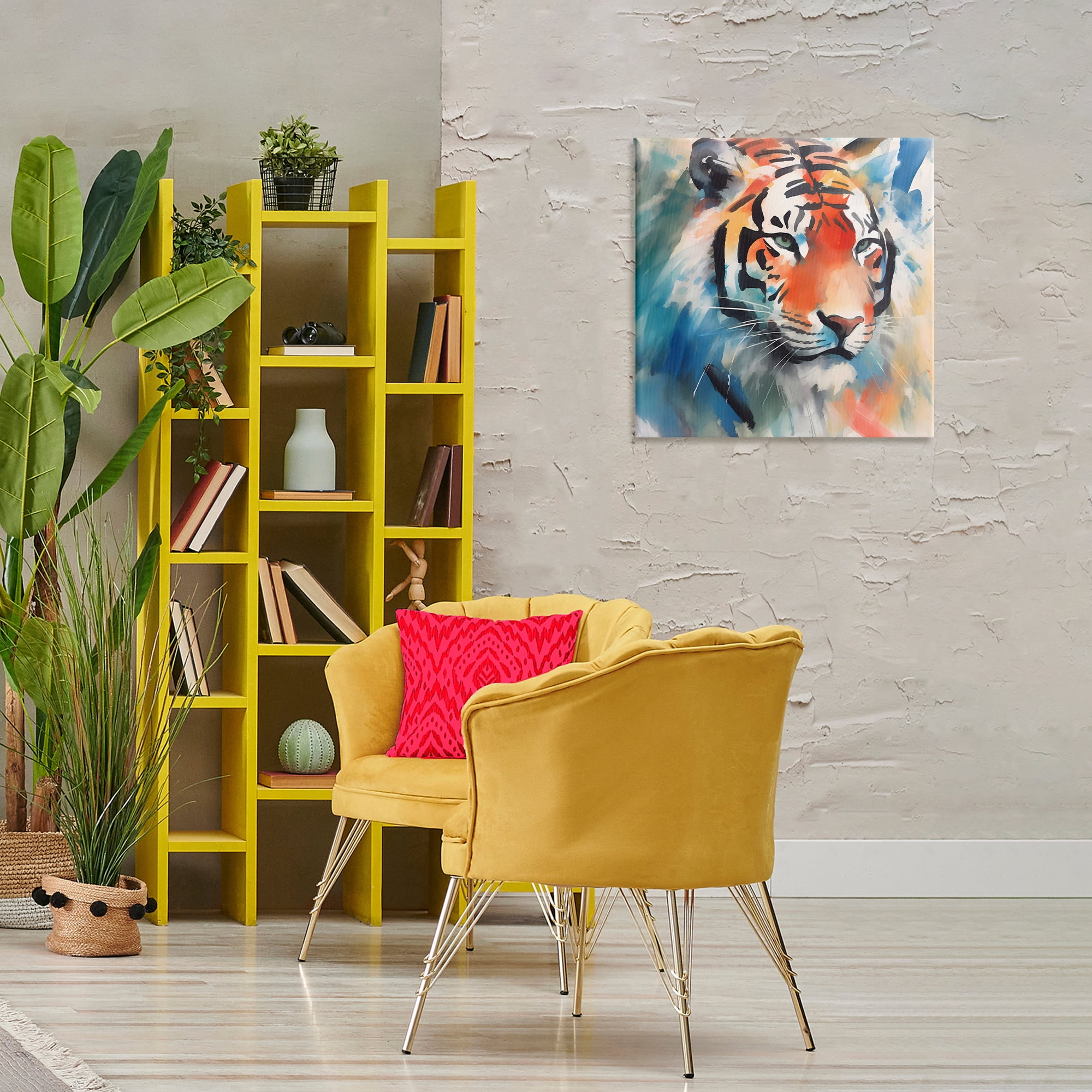Stupell Industries Bold Modern tiger Animals & Insects Painting Gallery Wrapped Canvas Art Print Wall Art, 24 x 24
