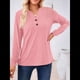 thumbnail image 4 of Camisas de Larga para Mujer, Moda de Otoño, Blusas Informales Formales, Camisetas Henley de Moda, Ropa de Trabajo Rosa 5XL, 4 of 9