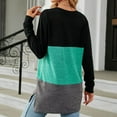 thumbnail image 4 of Lenago Womens Tunic Tops Plus Size Fashion Solid Round Neck Contrast Panel Loose Long Sleeve T-shirt Blouses Basic Blouses T Shirts, 4 of 4