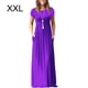 thumbnail image 3 of Qarigey Vestido largo Manga corta Vestido maxi de verano Color sólido Ropa de mujer Vestidos Violeta XXL, 3 of 6