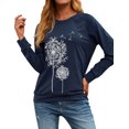 thumbnail image 4 of ZXZY Women Dandelion Graphic Print Round Neck Long Sleeve Pullover, 4 of 7