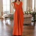 thumbnail image 2 of JIAYUE Women's Dress Loose Ankle-Length Plus Size Fashion Casual Solid Color Sexy V Neck Short Sleeve Pocket Long Trendy Female Dresses, 2 of 5