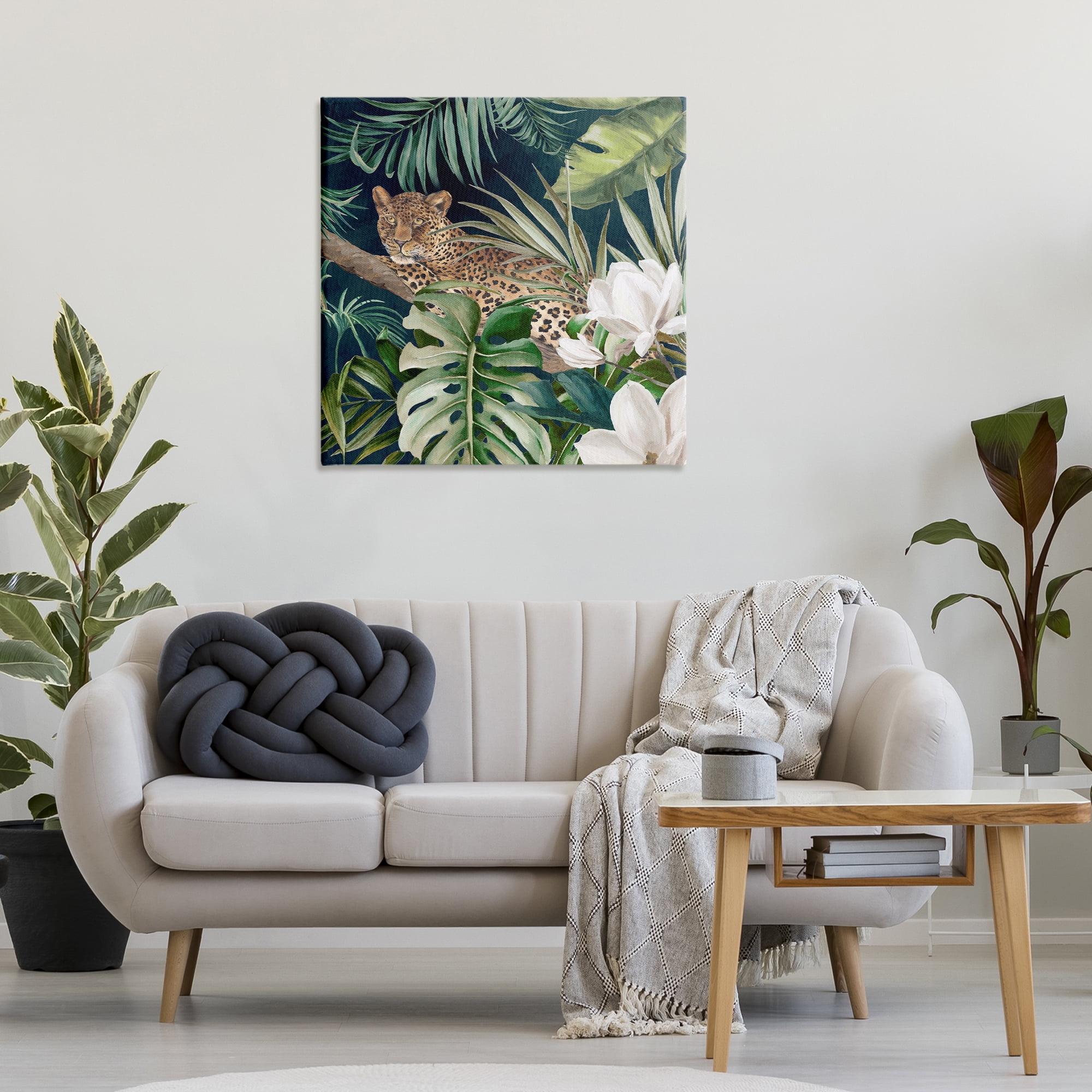 Stupell Industries Tropical Jungle Leopard Animals Painting Wrapped Canvas Art Print Wall Art, 30 x 30