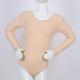 thumbnail image 3 of Lejafay Kids Girls Ballet Dance Leotard Long Sleeve Solid Bodysuit Apricot 3, 3 of 7